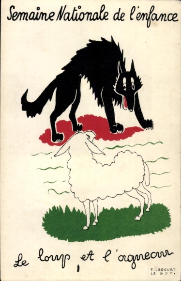 Artist Postcard National Children&#39;s Week, The Wolf and the Lamb