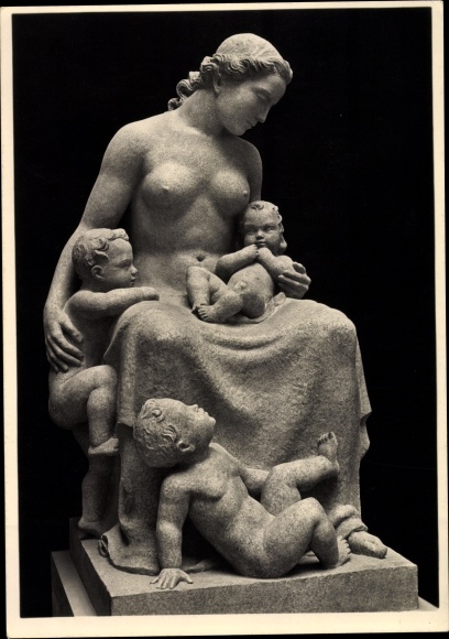 Postcard plastic by Elsa Montag, mother, woman with children, infant, HDK 550