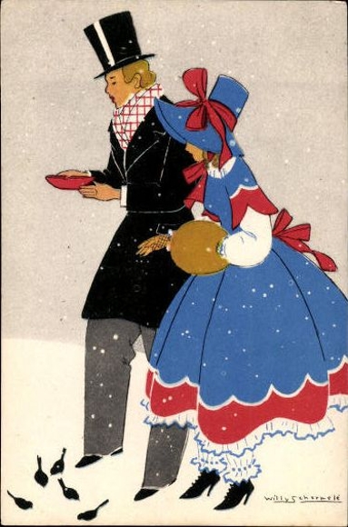 6 old Postcard series love, drawings by J. Philip Kruseman, various views