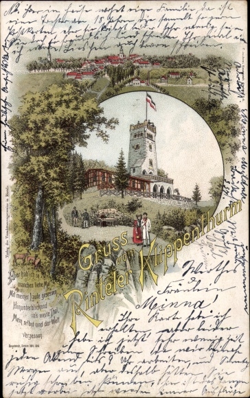 Chromo-Litho Rinteln on the Weser, Rintel cliff tower