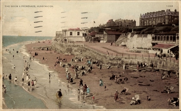 Ak Hunstanton East England, Strand, Promenade