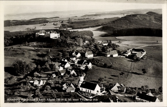 Postcard Kronburg Unterallgäu, aerial photograph