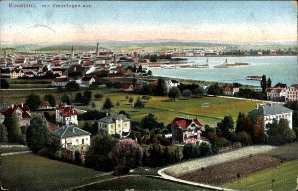 Ak Konstanz am Bodensee, Stadtansicht von  Blick von Kreuzlingen, Bodensee