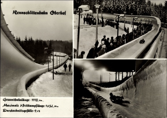 Ak Oberhof im Thüringer Wald, Rennschlittenbahn