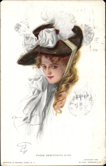 Artist Postcard Fisher, Harrison, Those Bewitching Eyes, Frauenportrait