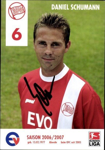 Autogrammkarte Fußballer Daniel Schumann, Kickers Offenbach, Autogramm