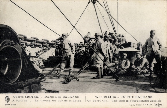 Postcard Corsica Haute Corse, French soldiers, Balkan War 1914/15