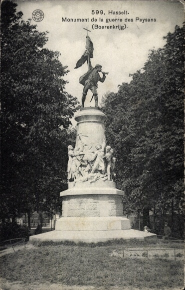 Postcard Hasselt Flanders Limburg, Monument de la guerre des Paysans, statue, 599