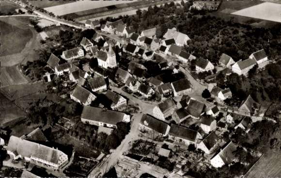 Postcard Obersteinach Ilshofen in Württemberg, aerial photograph