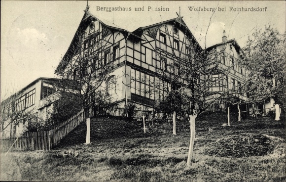 Postcard Reinhardsdorf Schöna in Saxony, mountain inn and pension Wolfsberg