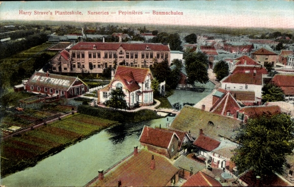 Ak Holland Michigan USA, Harry Struve's Planteskole, boomkwekerijen, waterkanaal, vanuit vogelperspectief