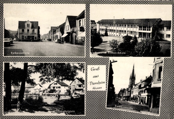 Ak Viernheim in Hessen, Rathausstraße, Friedrich Fröbel Schule, Spielplatz