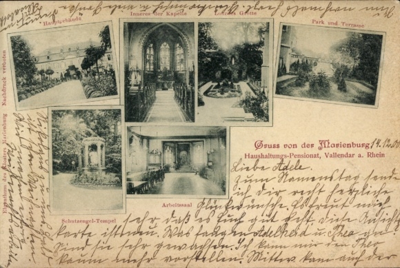 KP Schoenstatt Vallendar am Rhein, Gitte, Hagebaude, Park i Taras, Świątynia Anioła Stróża, Praca