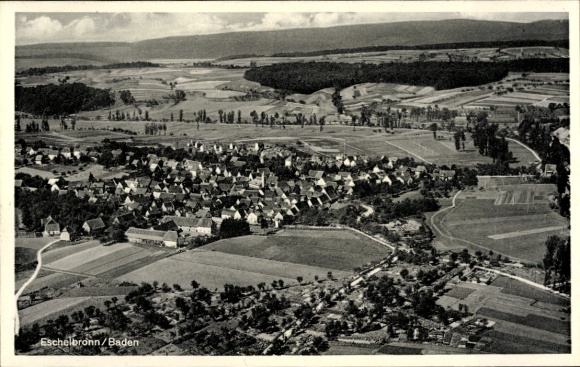 Postcard Eschelbronn in Baden, aerial photograph