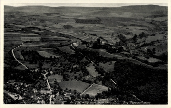 Postcard Thallichtenberg in the Palatinate, Lichtenberg Castle, aerial photograph