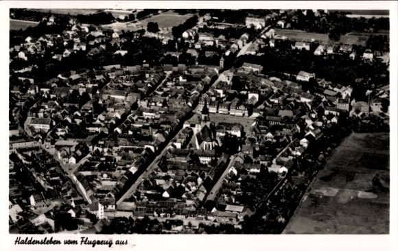Postcard Haldensleben Saxony Anhalt, aerial view of cityscape, houses, streets