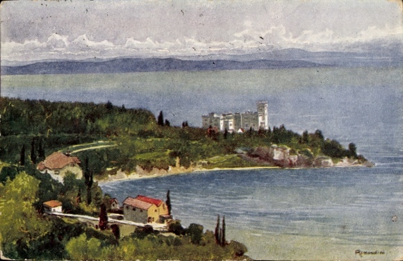 Künstler Ak Triest Trieste Friuli Venezia Giulia, Schloss Miramar, Gesamtansicht