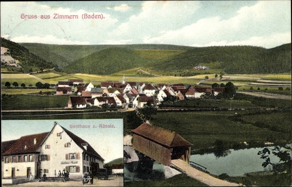 Ak Stetten ob Rottweil Zimmern ob Rottweil Württemberg, algemeen beeld, Gasthaus zum Rössle
