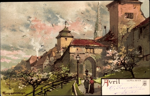 Artist Chromo-Litho Guggenberger, Thomas, Month April, Avril