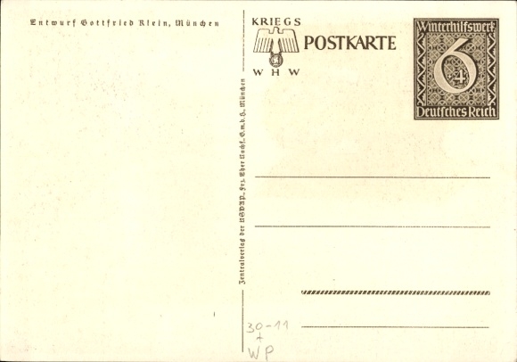 Postwaardestukkunstenaar Ak Klein, Gottfried, Danzig is Duits, WHW