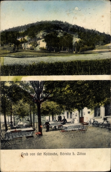 Ansichtkaart Bertsdorf Hörnitz Oberlausitz, groeten van de Koitzsche