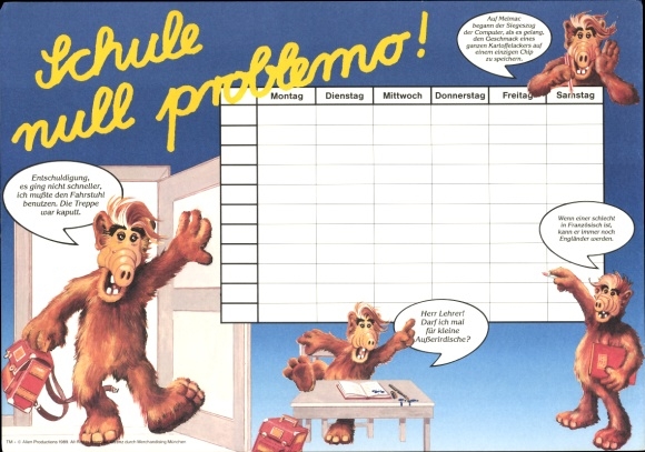 Timetable ALF, school null problemo, Alf at school around 1985