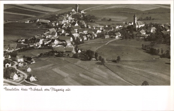 Postcard Reinstetten Ochsenhausen in Württemberg, aerial photograph