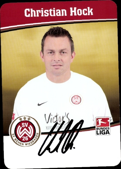 Autogrammkarte Trainer Christian Hock, SV Wehen Wiesbaden, Autogramm