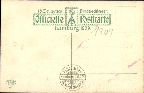 Artist PC Hamburg Mitte, main portal architect master builder Göbel, 16th D. federal shooting 1909