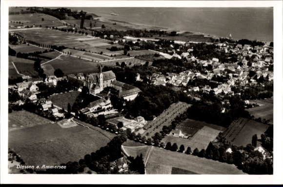 Ak Dießen am Ammersee Oberbayern, Fliegeraufnahme