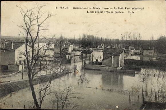 Ak Saint Maur des Fossés Val de Marne, Inundaties 1910, Petit parc submergé