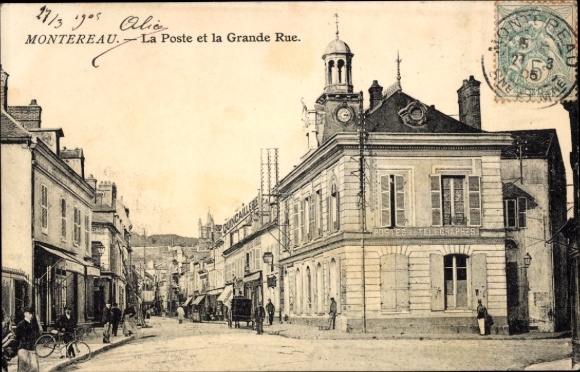 Ansichtkaart Montereau Seine et Marne, Postkantoor, Grande Rue
