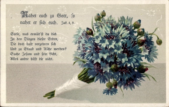 Ak Blumenstrauß, Bibelzitat, Nahet euch zu Gott.., Jak. 4,8