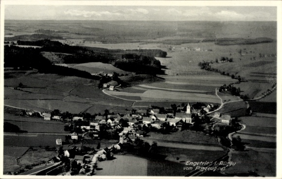 Postcard Engetried Markt Rettenbach in Unterallgäu, aerial photograph