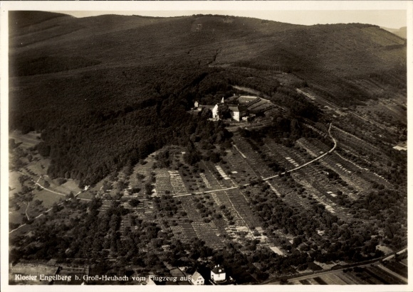 Postcard Großheubach am Main Lower Franconia, Engelberg Monastery, aerial photograph