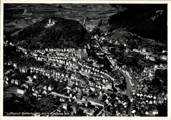 Postcard Biedenkopf an der Lahn, climatic health resort aerial photograph from airplane