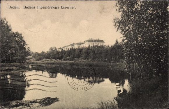 Postcard Boden Sweden, Engineer Barracks