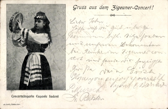 Ak Konzertsängerin Eugenie Sadoni, Zigeuner Konzert