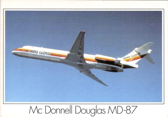 Postcard passenger aircraft Aero Lloyd, Mc Donnell Douglas MD 87