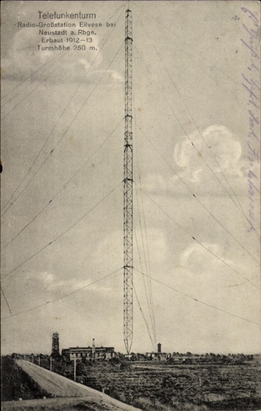 Postcard Eilvese Neustadt am Rübenberge, Telefunkenturm, Eilvese radio station during construction 1912-1...