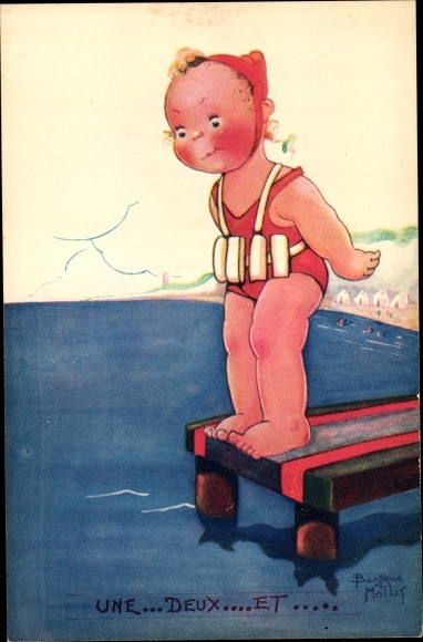 Artist Postcard Mallet, Beatrice, girls before jumping into the water