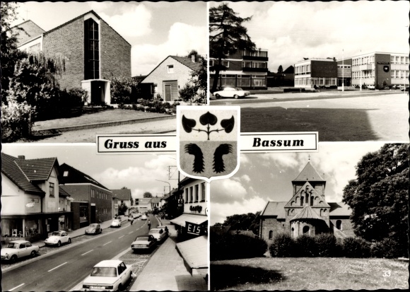 KP Bassum w Dolnej Saksonii, widok ulicy, kościół, herb