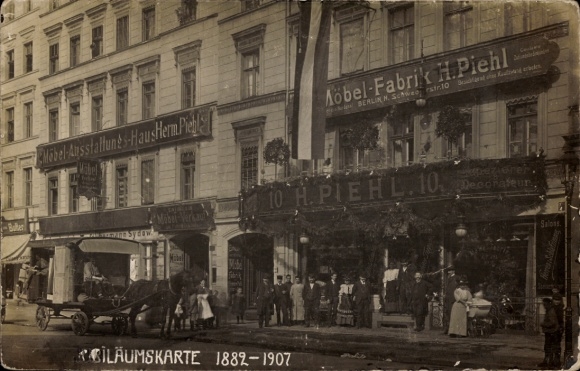 KP fotograficzna Berlin Prenzlauer Berg, fabryka mebli H. Piehl, Schwedter Str. 10, 11, 12, rocznica 1882-1912