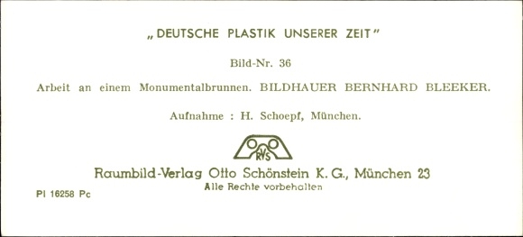 Stereo spatial image Photo &quot;German sculpture of our time&quot; No. 36 Work on a monumental fountain