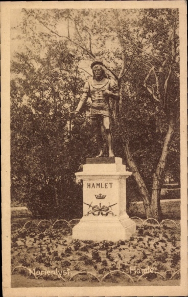 KP Helsingør Helsingør Dania, Marienlyst, pomnik Hamleta, napis „HAMLET”