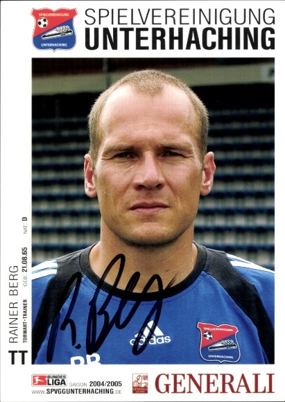 Autograph card goalkeeper coach Rainer Berg, SpVgg Unterhaching, autograph