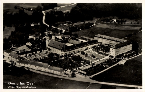 Ak Gars am Inn Oberbayern, Fliegeraufnahme