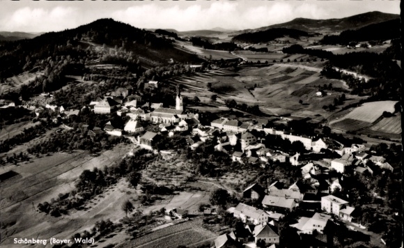 Postcard Schönberg in the Bavarian Forest, aerial photograph