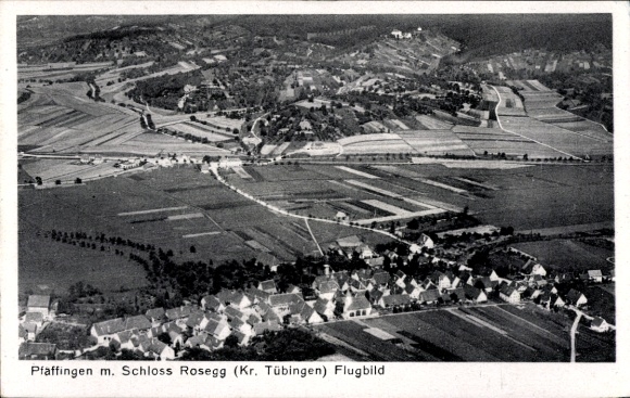 Ak Pfäffingen Ammerbuch in Baden Württemberg, kasteel Rosegg, luchtfoto