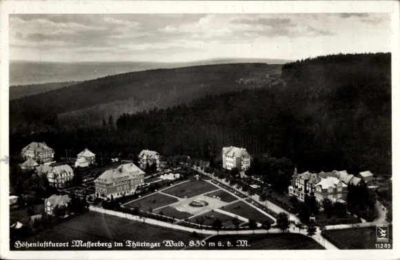 Postcard Masserberg in Thuringia, high-altitude health resort Mafferberg, Thuringian Forest, 830 m above sea level.